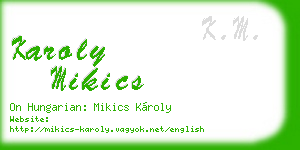 karoly mikics business card