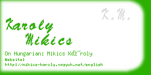 karoly mikics business card